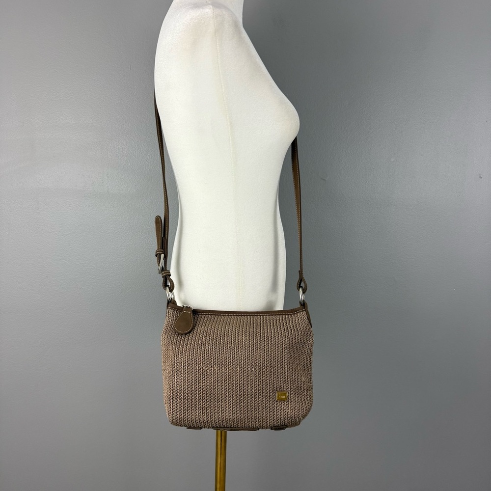 The Sak Tan Knit Crossbody Bag Brown Trim